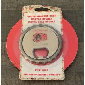 Old Milwaukee Beer Bottle Opener Metal Belt Buckle Pabst Brewing Company NEW